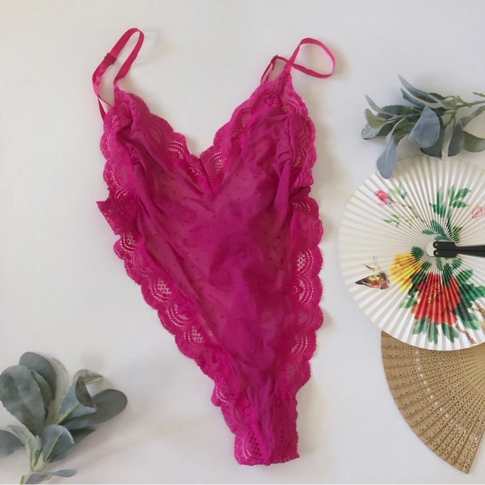 Vintage Victoria’s Secret Sheer Mesh & Lace Lingerie Bodysuit